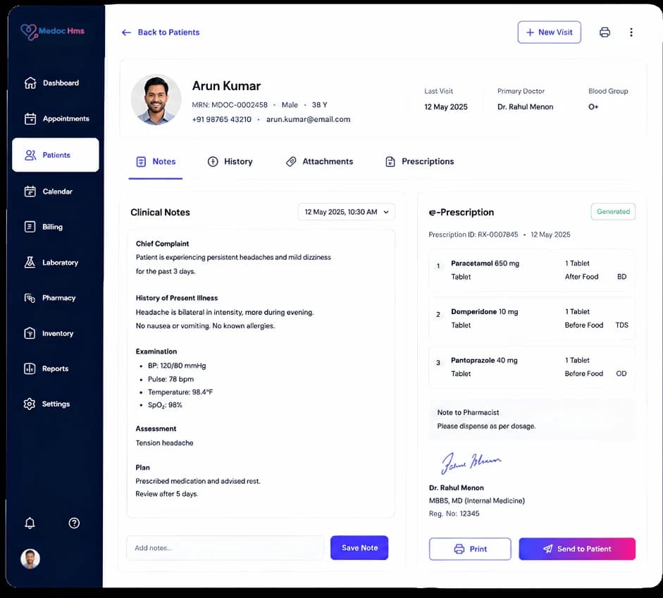 CLINICAL RECORDS, SIMPLIFIED dashboard preview